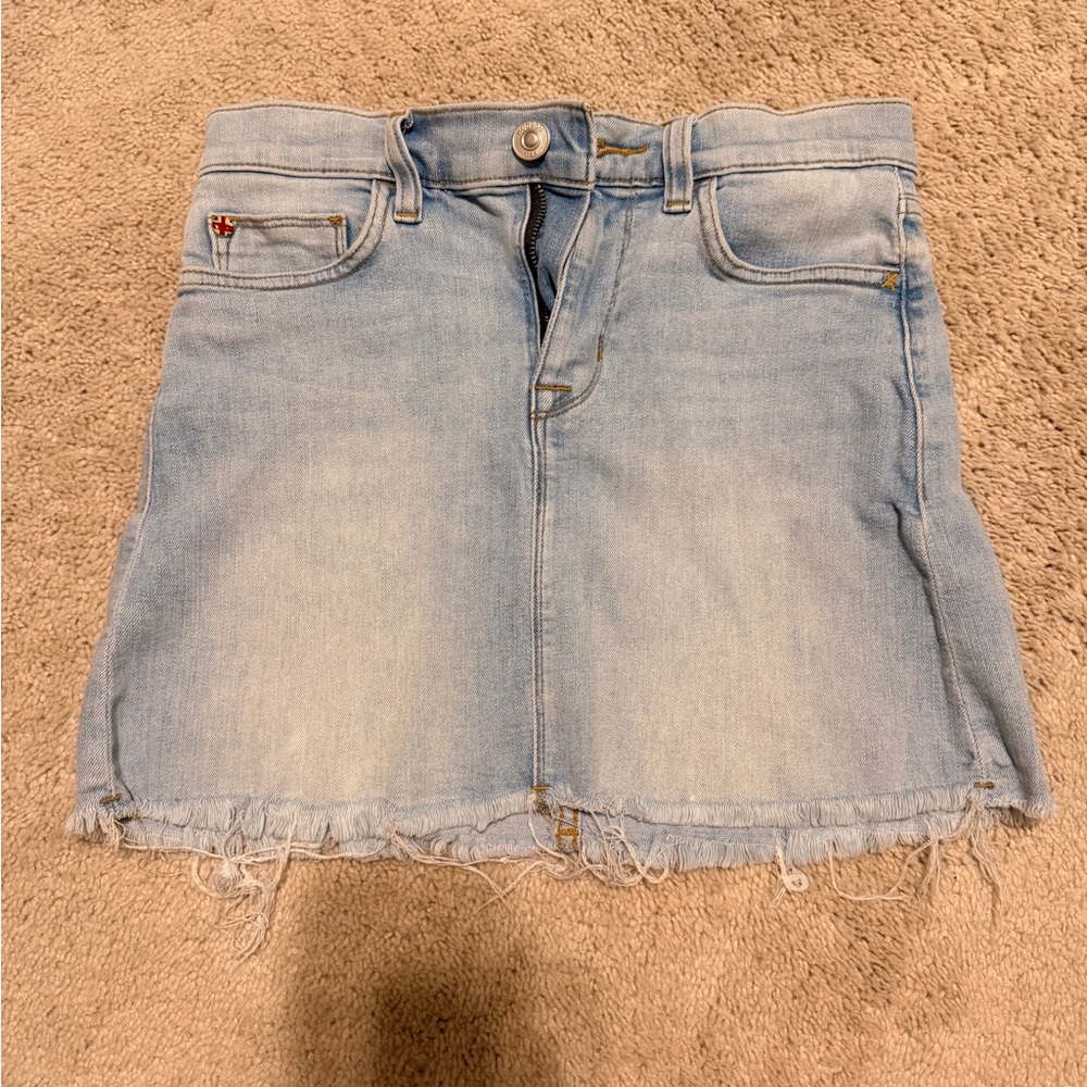 Hudson Jeans Light Blue Frayed Mini Skirt